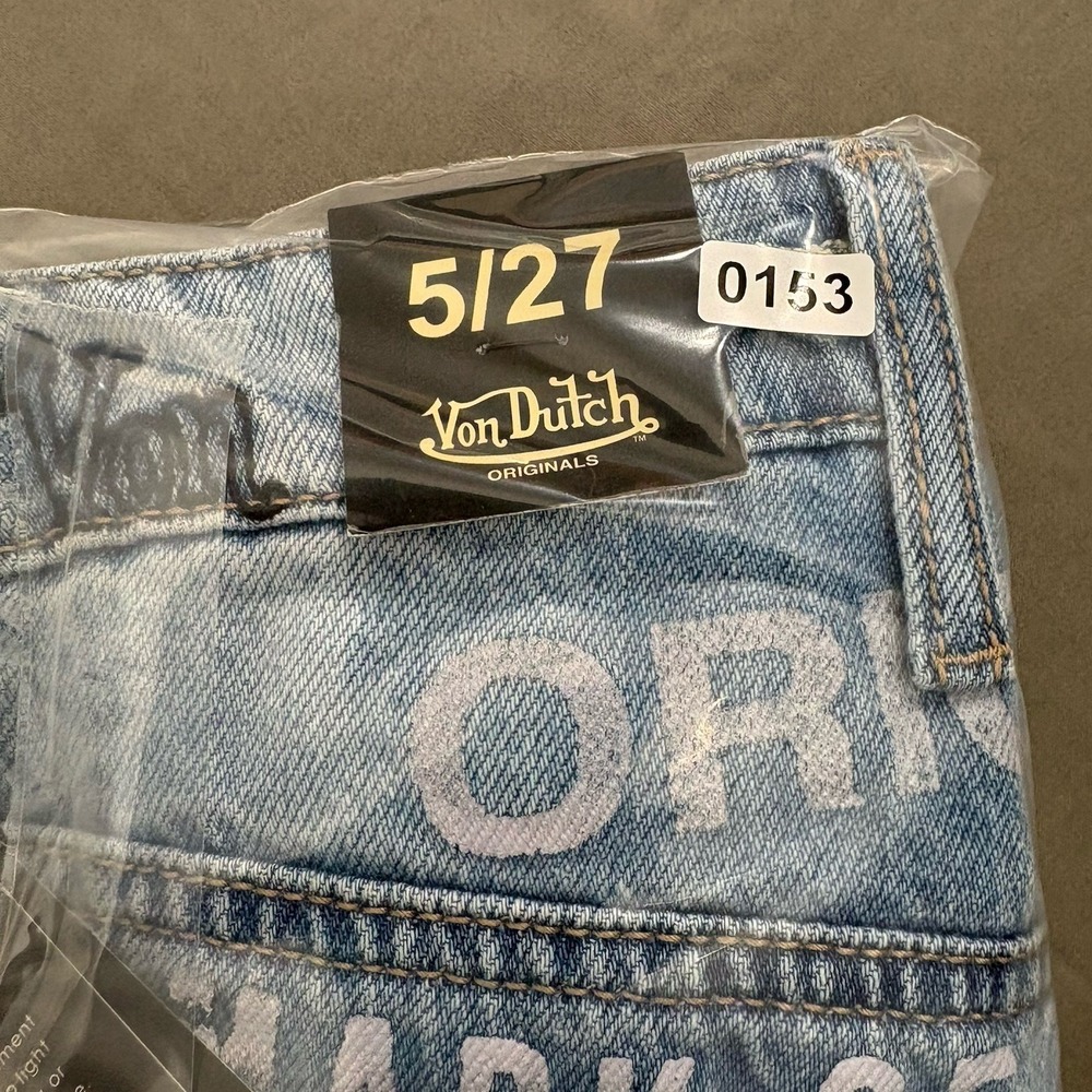 Von Dutch Women Extra Wide Leg Flare Jeans Loose Sz 27 Patch Embroidered Y2K 90s - Picture 8 of 9